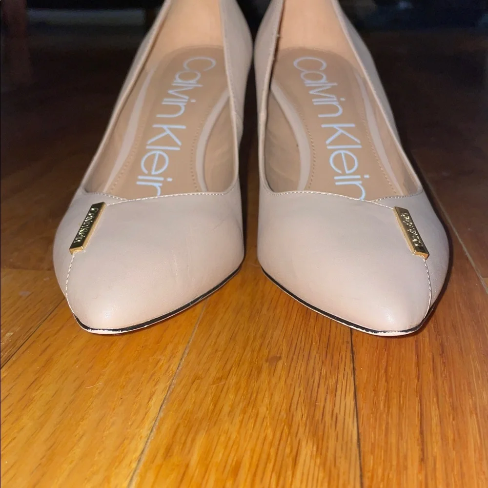 Anthropologie Calvin Klein Nude Heels. Gayle or Brady. ‎ Size 8.  Leather.